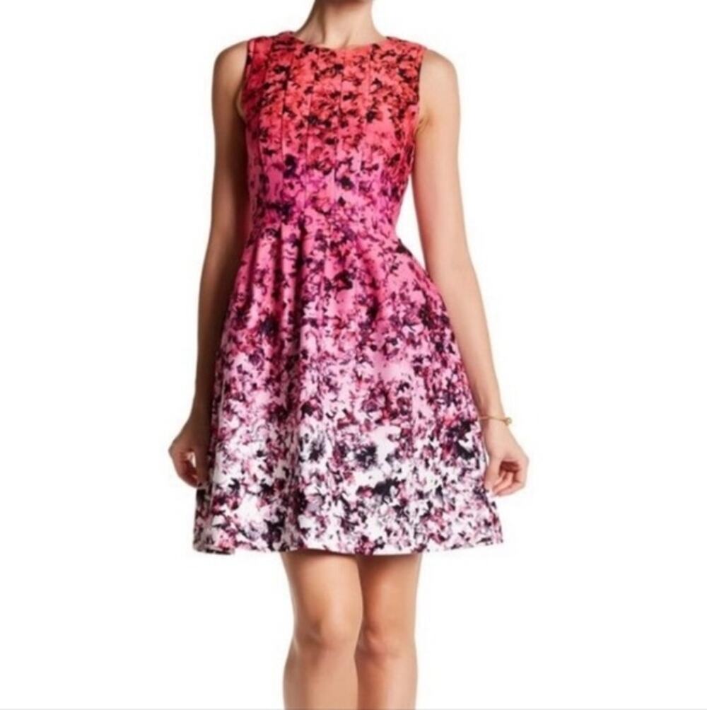 Vince Camuto Pink Print Sleeveless Scuba Dress Size 2
